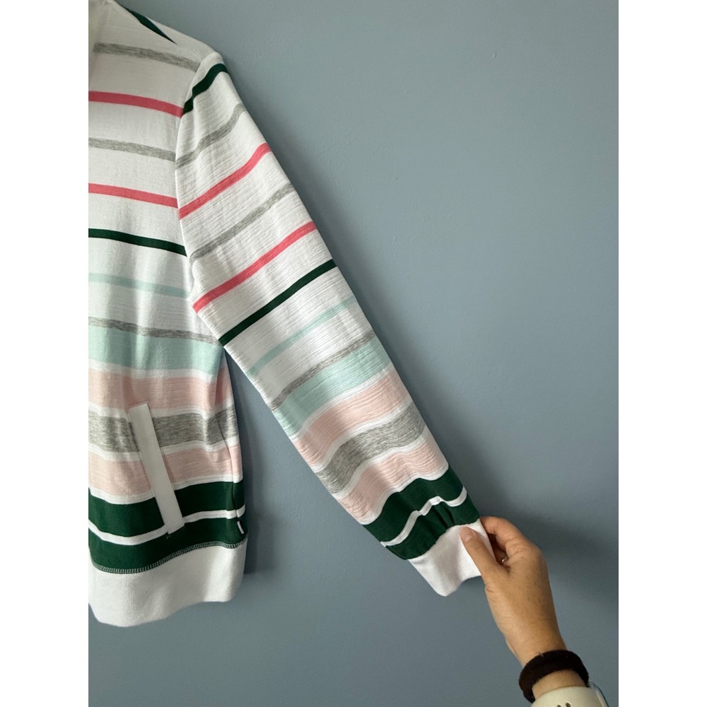 Women's Talbots Quarter Zip Striped Sweatshirt UPF 50+ Long Sleeve Size Medium - Picture 5 of 13